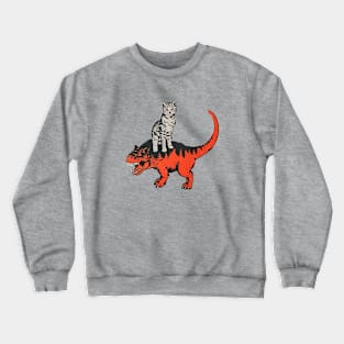 Cat on dinosaur Crewneck Sweatshirt